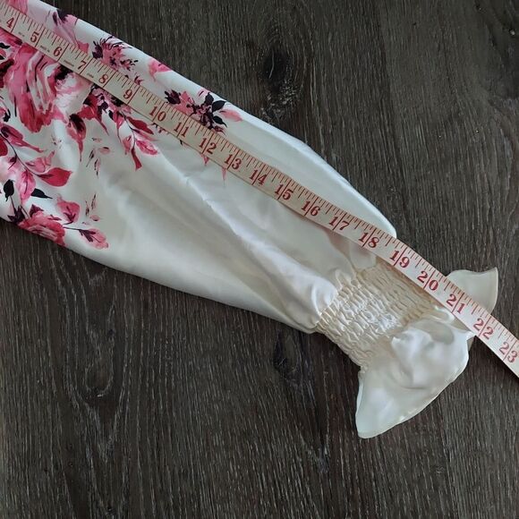 NEW Anne Klein Petite Printed Ruffle-Neck Long-Sleeve Satin Top PXS - Picture 9 of 10